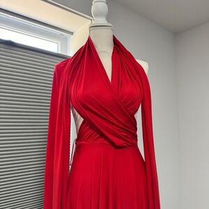 Elegant Red Halter Dress